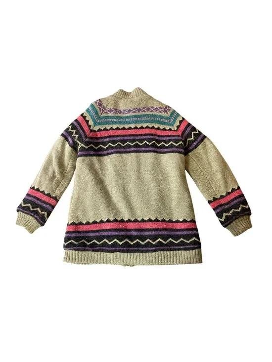 Vintage Womens Knit Reversible Jacket Southwestern Beige With Pink Purple Large - Picture 2 of 13